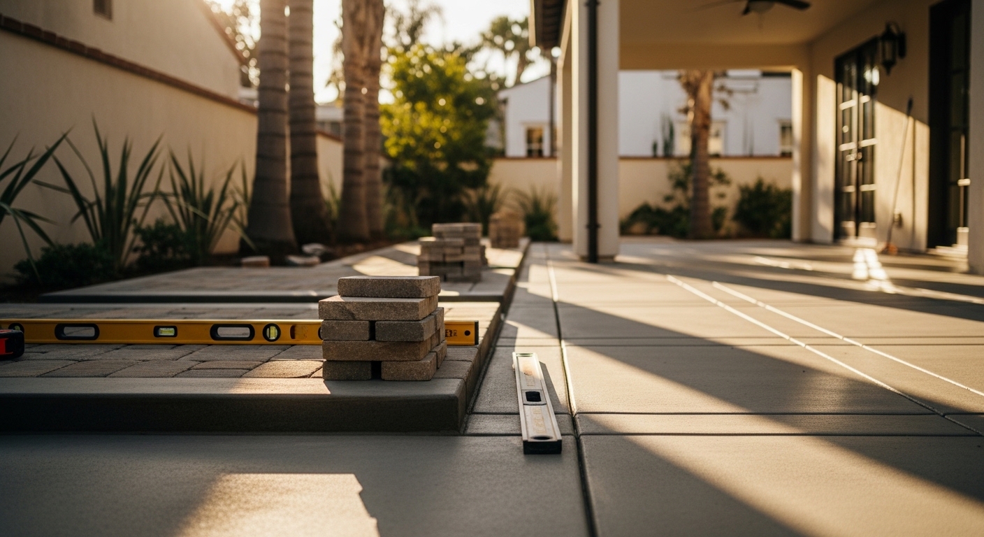 Residential framing and hardscape construction project in West Los Angeles