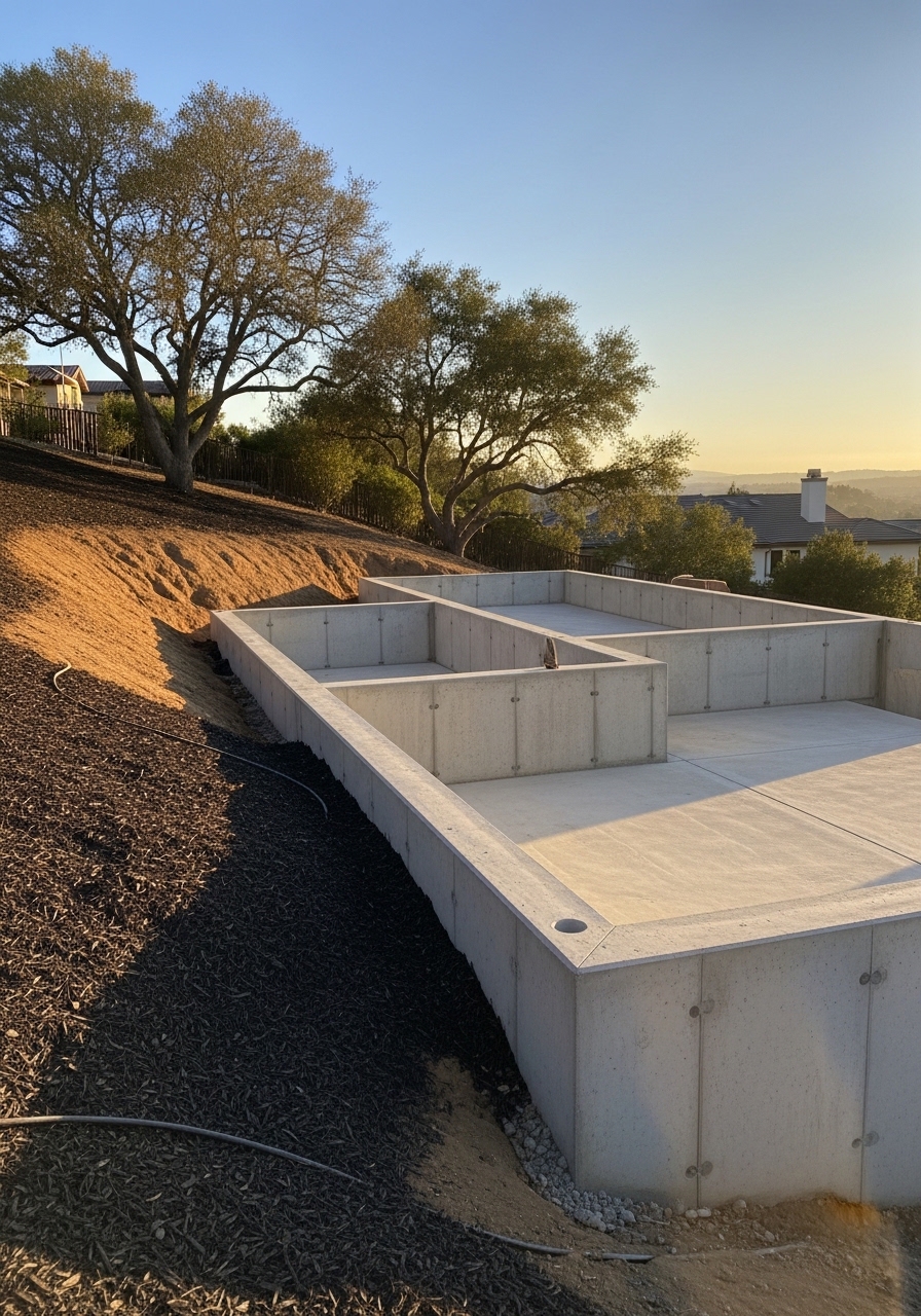 Brentwood residential property showing fire-safe landscaping and architectural design suited to hillside terrain.